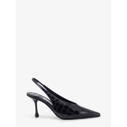 Patent leather pumps with crocodile print
