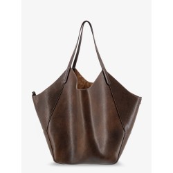 Leather shopping bag with side Monili detail