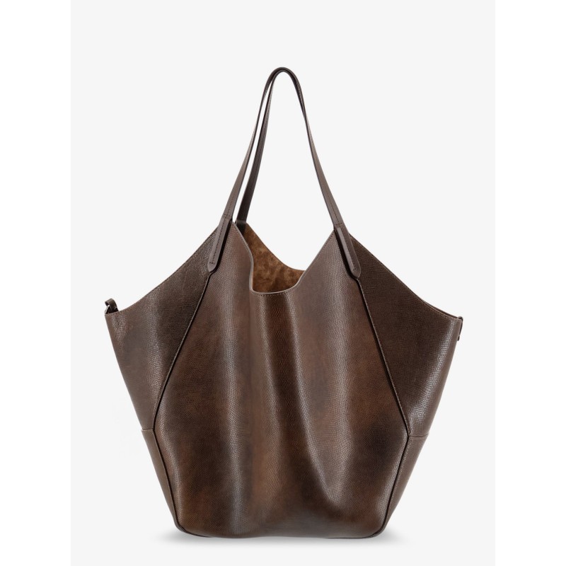Leather shopping bag with side Monili detail