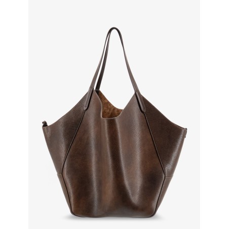 Leather shopping bag with side Monili detail