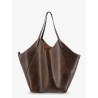 Leather shopping bag with side Monili detail