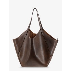 Leather shopping bag with side Monili detail