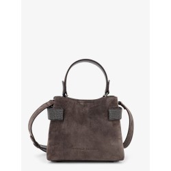 Suede crossbody bag with Monili detail