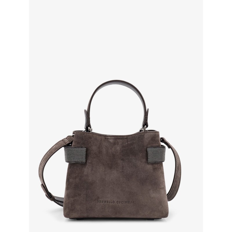 Suede crossbody bag with Monili detail