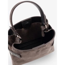 Suede crossbody bag with Monili detail