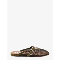 Fishnet mesh and leather sandals