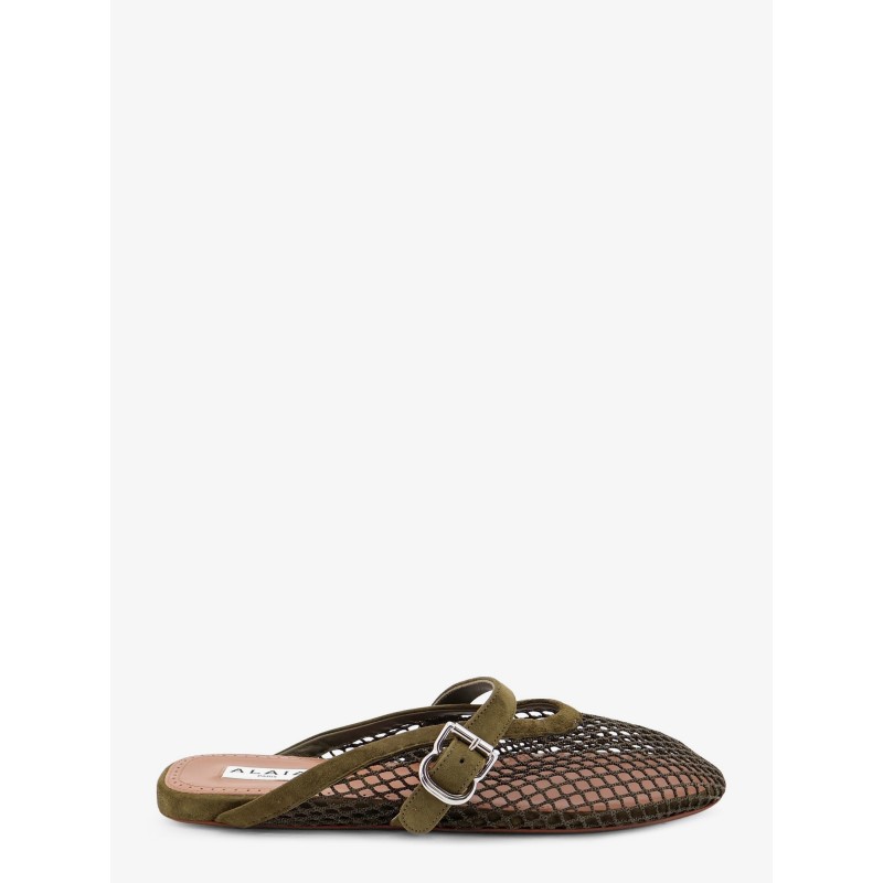 Fishnet mesh and leather sandals