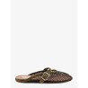 Fishnet mesh and leather sandals