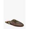 Fishnet mesh and leather sandals