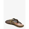 Fishnet mesh and leather sandals