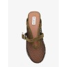 Fishnet mesh and leather sandals