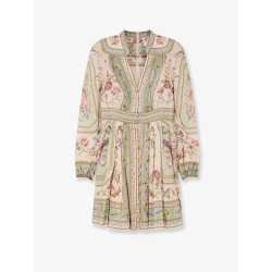 Roselight Plunge Tapestry Print Linen Dress