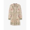 Roselight Plunge Tapestry Print Linen Dress