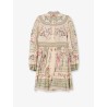 Roselight Plunge Tapestry Print Linen Dress