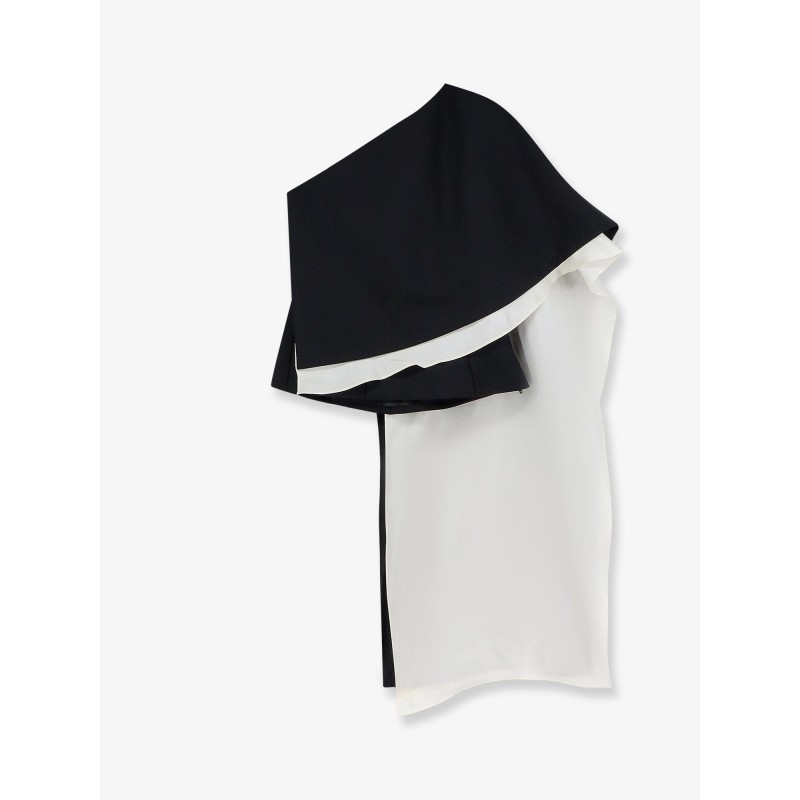 Wool blend top with silk inserts