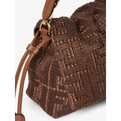 Mamma Baguette Medium Raffia Handbag with FF Embroidery