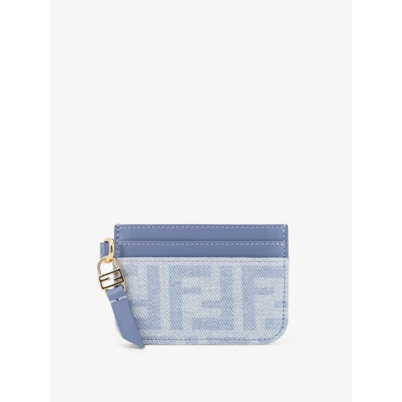Denim Baguette Card Holder with FF Motif