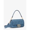 Baguette® handbag in raffia with all-over FF embroidery