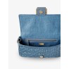 Baguette® handbag in raffia with all-over FF embroidery