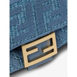 Baguette® handbag in raffia with all-over FF embroidery