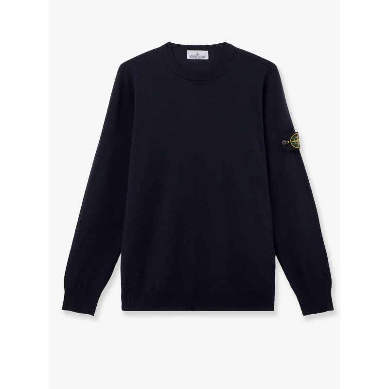 Wool sweater with side logo patch