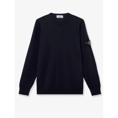 Wool sweater with side logo patch