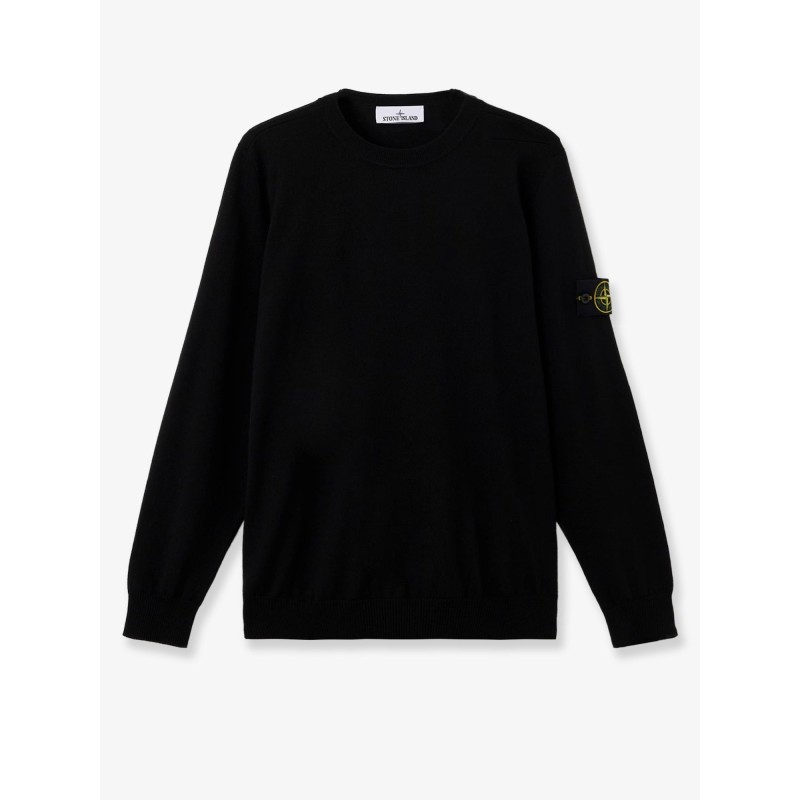 Wool sweater with side logo patch