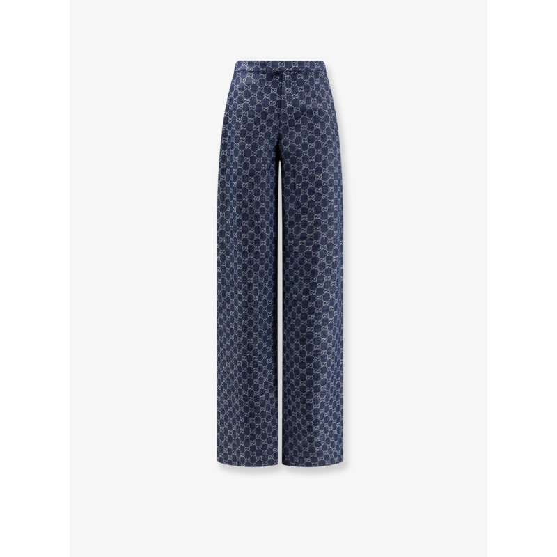 Cotton denim trousers with GG motif