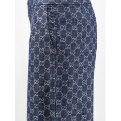 Cotton denim trousers with GG motif