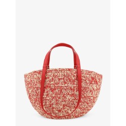 Paula's Ibiza -Medium Eclipse raffia and leather shoulder bag with 3D Anagram logo
