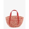 Paula's Ibiza -Medium Eclipse raffia and leather shoulder bag with 3D Anagram logo