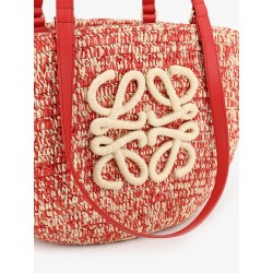Paula's Ibiza -Medium Eclipse raffia and leather shoulder bag with 3D Anagram logo