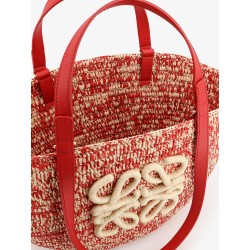 Paula's Ibiza -Medium Eclipse raffia and leather shoulder bag with 3D Anagram logo