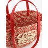 Paula's Ibiza -Medium Eclipse raffia and leather shoulder bag with 3D Anagram logo