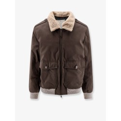 Cotton blend jacket with fur collar