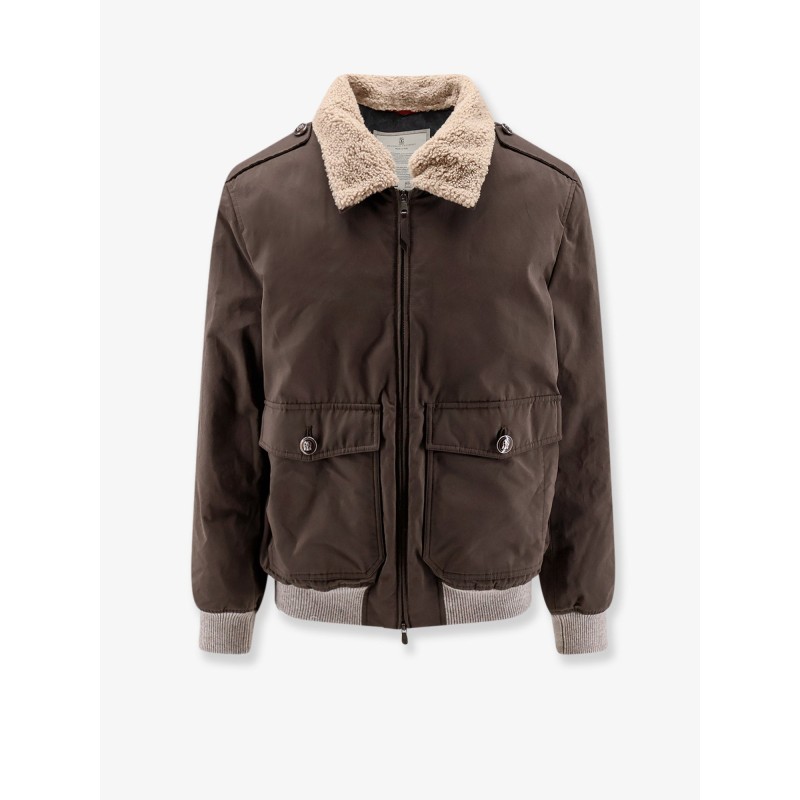 Cotton blend jacket with fur collar