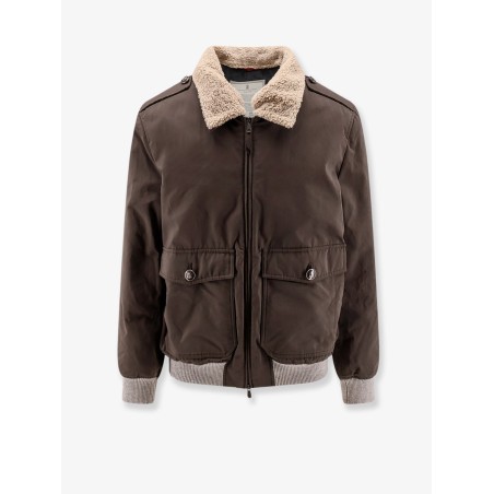 Cotton blend jacket with fur collar