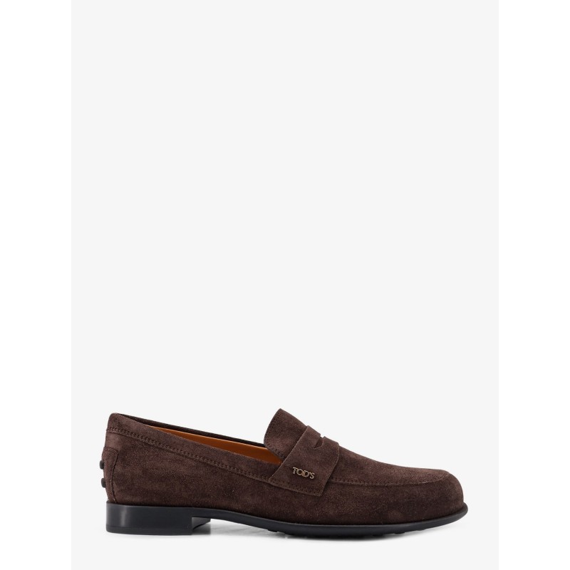 Suede loafers with side logo