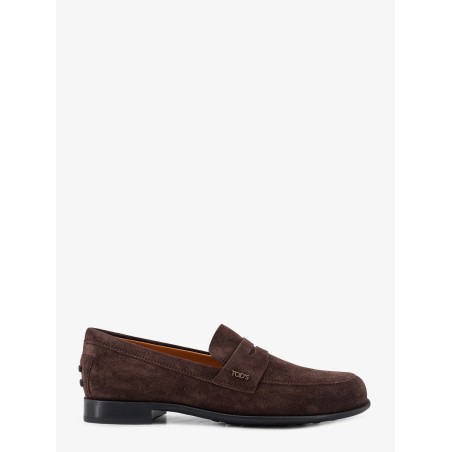Suede loafers with side logo