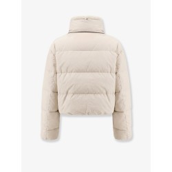 Down jacket with shearling collar