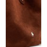 Play suede shoulder bag with contrasting logo