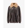 Leather jacket with shearling collar