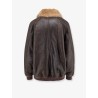 Leather jacket with shearling collar