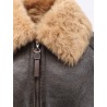 Leather jacket with shearling collar