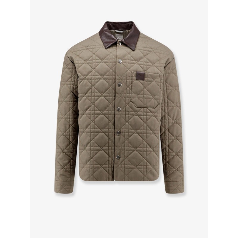 Cannage Shirt/Jacket with Dior patch and leather collar