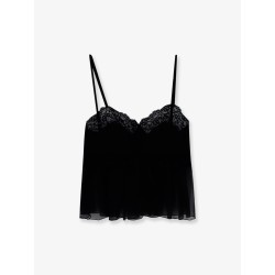 Silk top with lace profiles