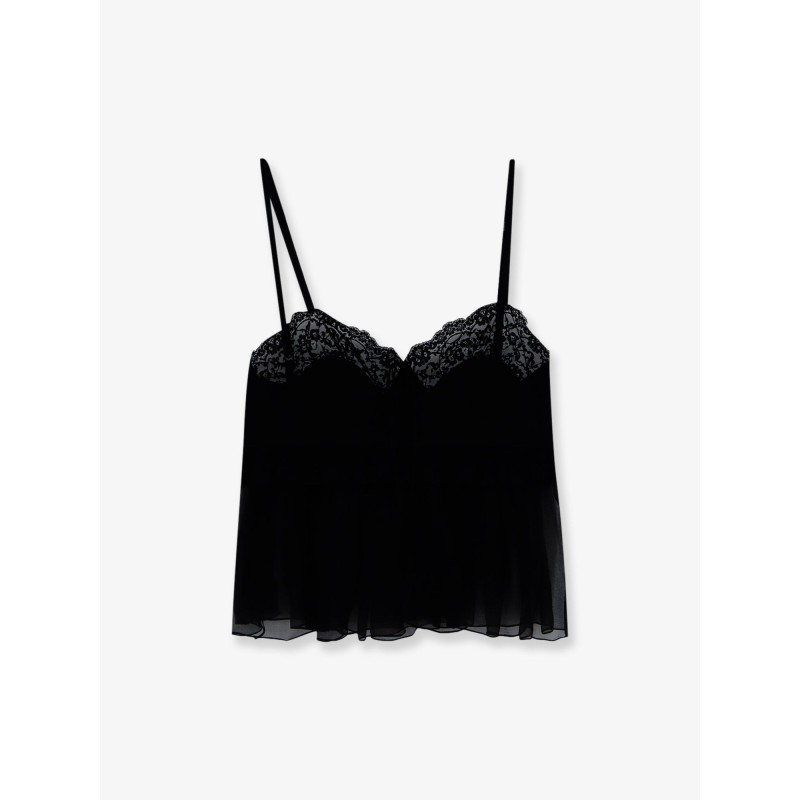 Silk top with lace profiles
