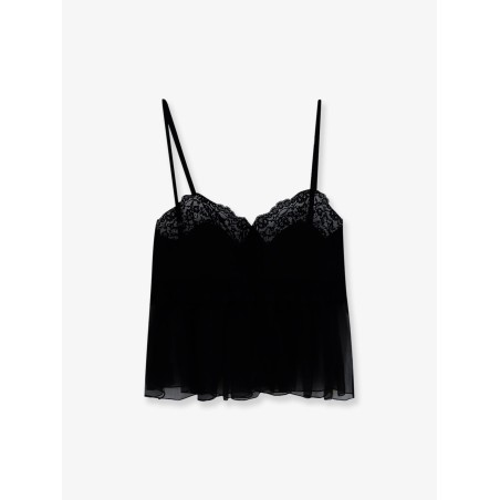 Silk top with lace profiles