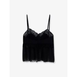 Silk top with lace profiles