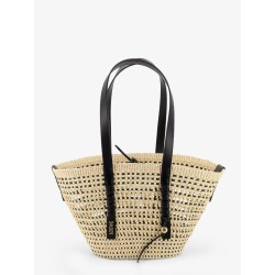 Paula's Ibiza -Braid raffia and leather shoulder bag